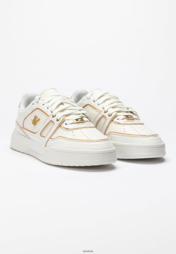 SikSilk Footwear 020XHH11 White And Gold Trimmed Low Top Court Trainer Men