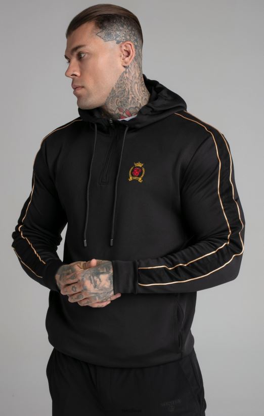 SikSilk Apparel 020XHH413 Black Quarter Zip Hoodie Men