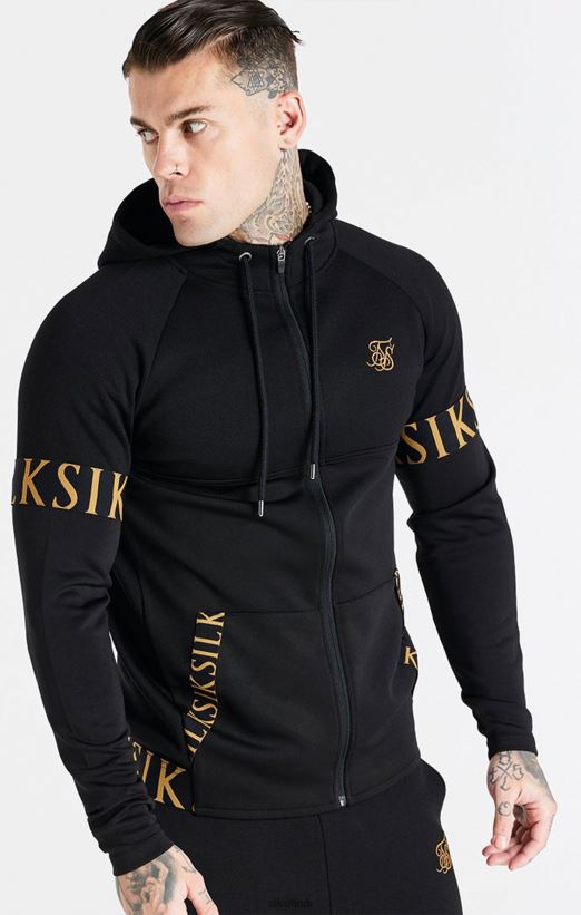 SikSilk Apparel 020XHH416 Black Dynamic Zip Through Hoodie Men