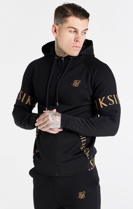 SikSilk Apparel 020XHH416 Black Dynamic Zip Through Hoodie Men