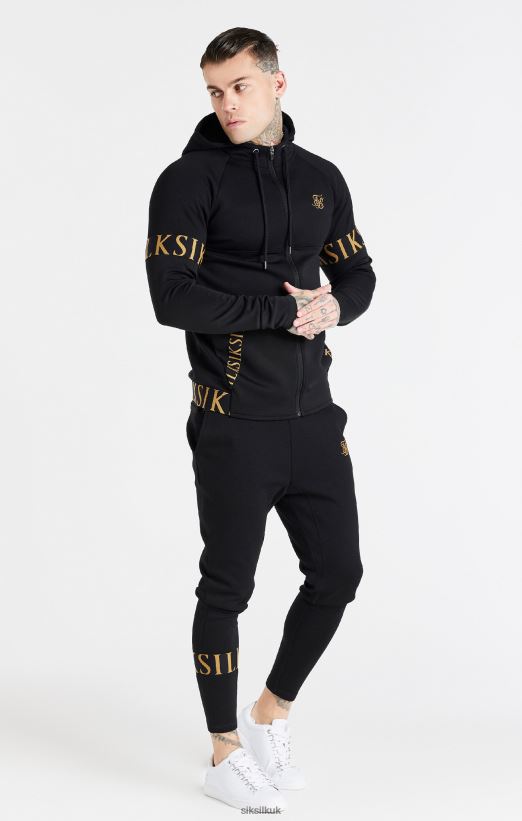 SikSilk Apparel 020XHH416 Black Dynamic Zip Through Hoodie Men