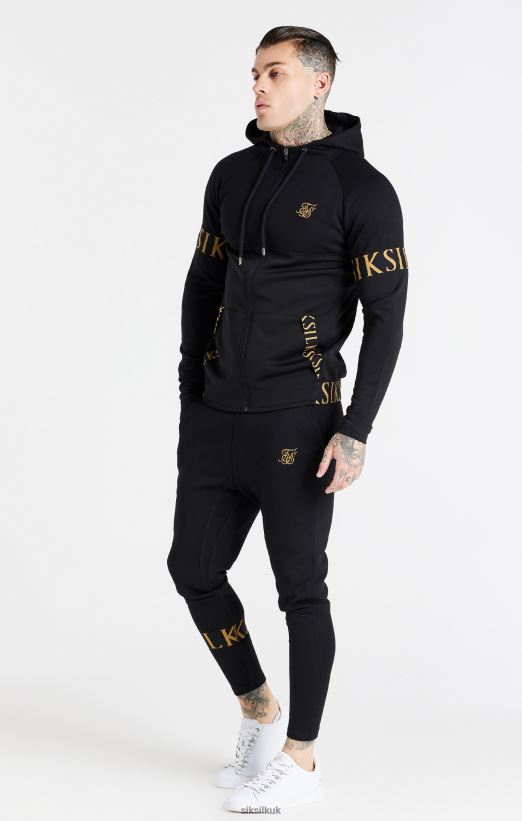 SikSilk Apparel 020XHH416 Black Dynamic Zip Through Hoodie Men