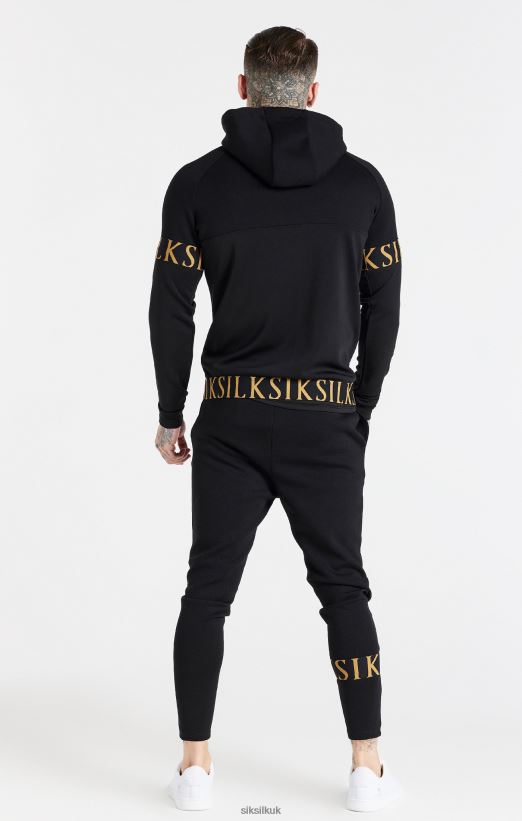 SikSilk Apparel 020XHH416 Black Dynamic Zip Through Hoodie Men