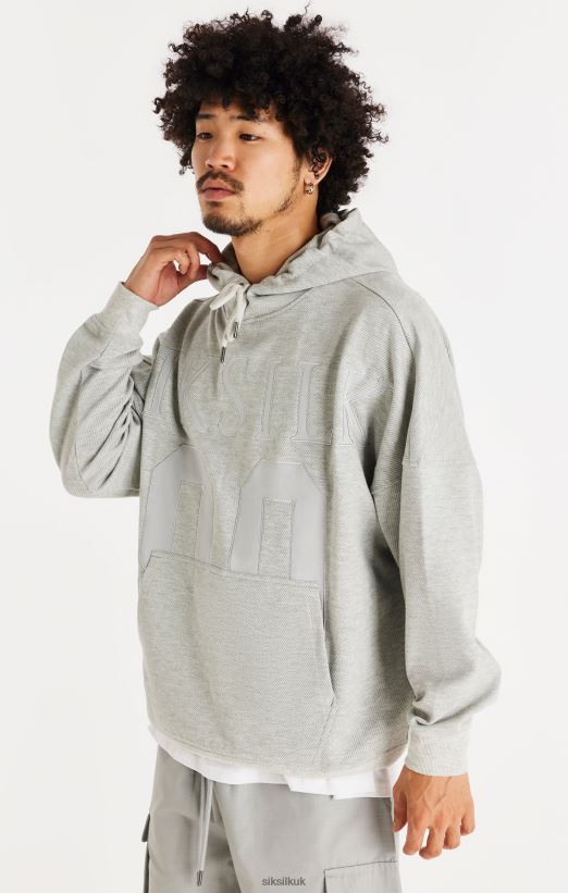 SikSilk Apparel 020XHH417 Elite Textured 89 Hoodie - Grey Marl Men