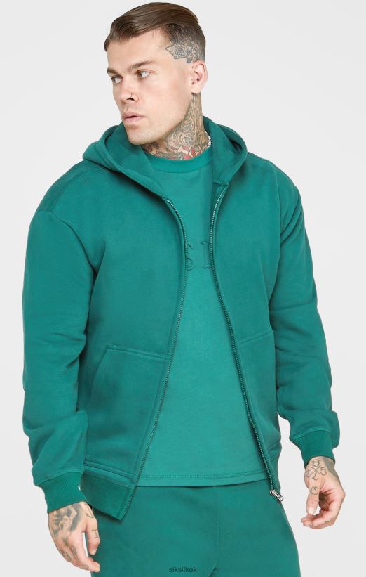 SikSilk Apparel 020XHH418 Green Zip Through Hoodie Men