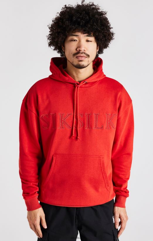 SikSilk Apparel 020XHH424 Red Applique Hoodie Men