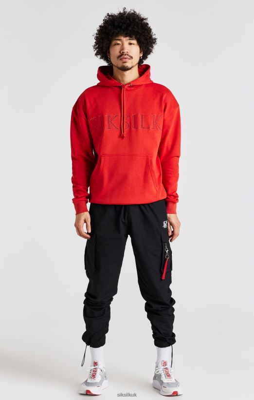 SikSilk Apparel 020XHH424 Red Applique Hoodie Men