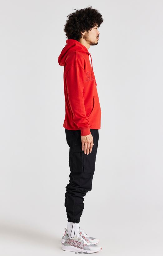 SikSilk Apparel 020XHH424 Red Applique Hoodie Men