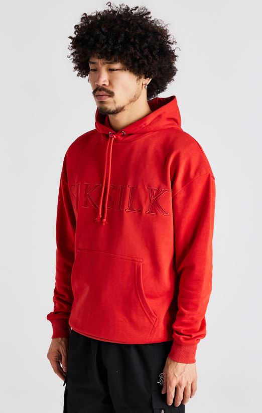 SikSilk Apparel 020XHH424 Red Applique Hoodie Men