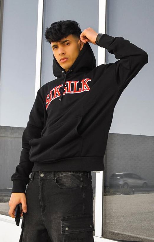 SikSilk Apparel 020XHH426 Black Oversized Hoodie Men