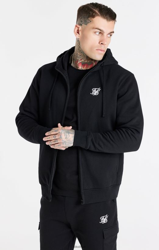 SikSilk Apparel 020XHH427 Black Essential Zip Through Funnel Hoodie Men