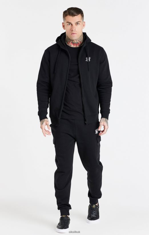 SikSilk Apparel 020XHH427 Black Essential Zip Through Funnel Hoodie Men