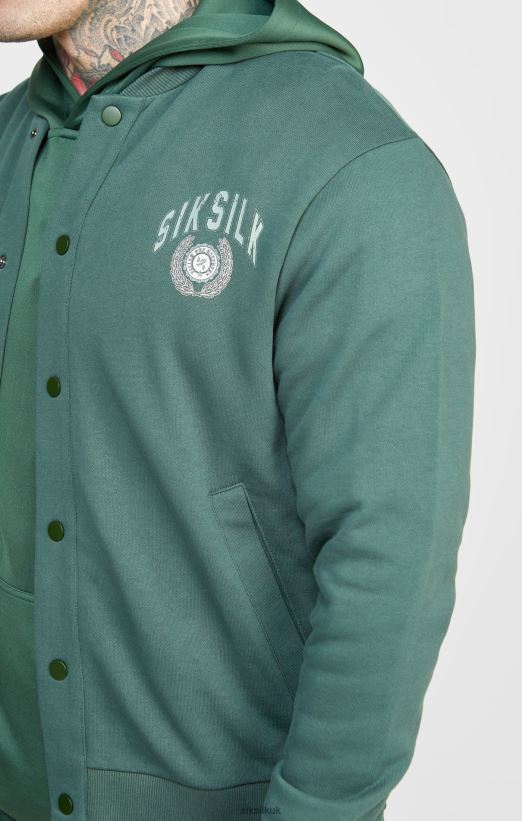 SikSilk Apparel 020XHH429 Green Relaxed Varsity Bomber Men