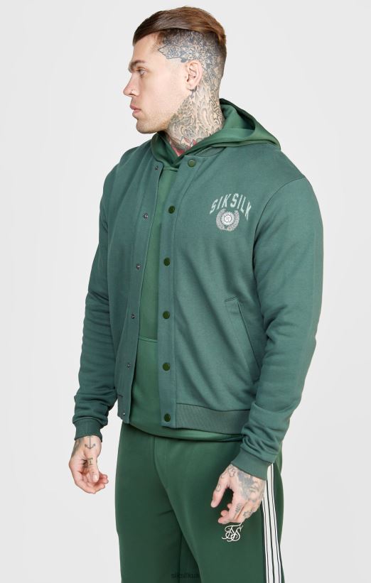 SikSilk Apparel 020XHH429 Green Relaxed Varsity Bomber Men