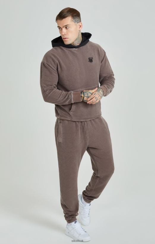 SikSilk Apparel 020XHH430 Washed Brown Heavyweight Loopback Oversized Hoodie Men