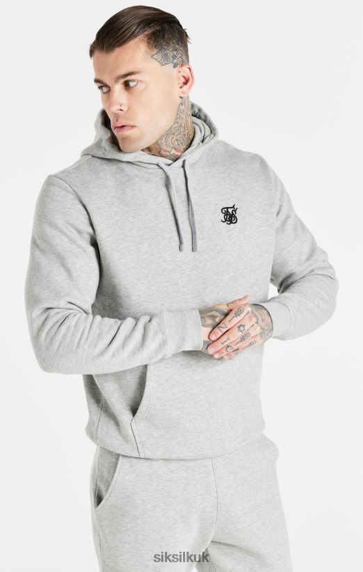 SikSilk Apparel 020XHH432 Grey Marl Essential Overhead Hoodie Men