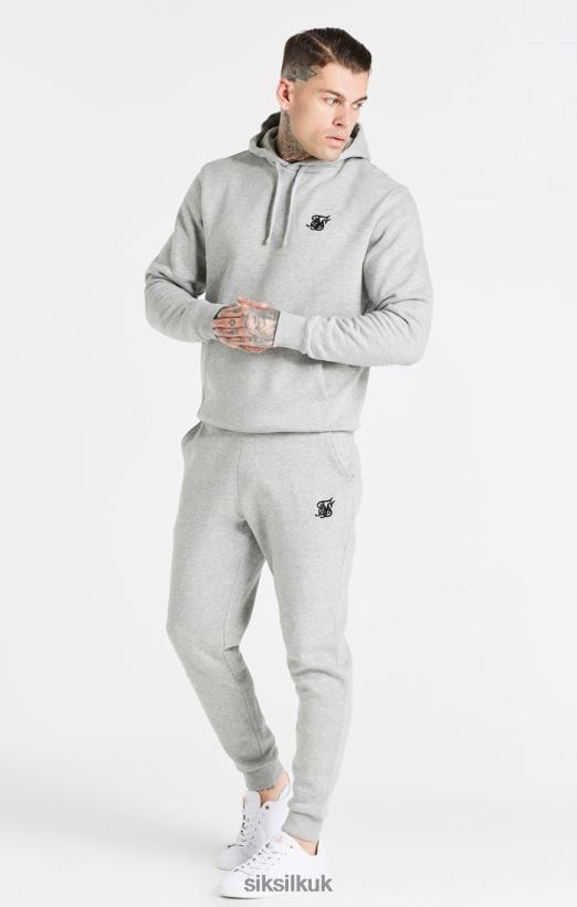 SikSilk Apparel 020XHH432 Grey Marl Essential Overhead Hoodie Men