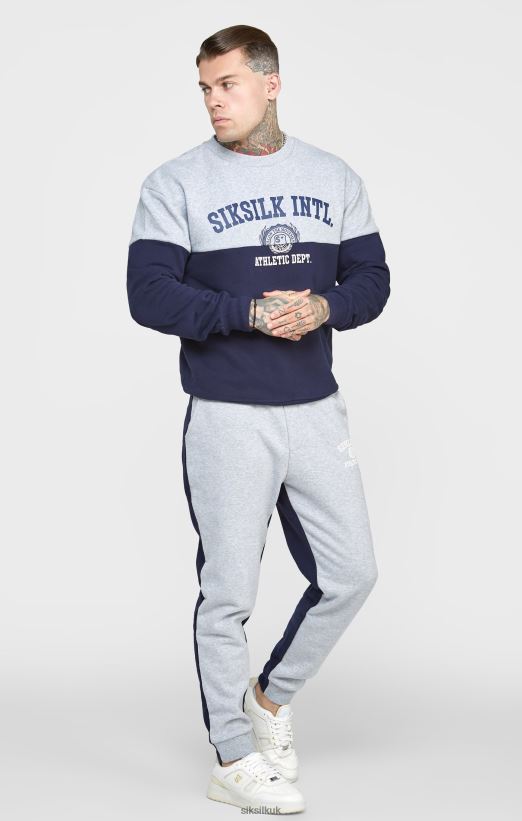 SikSilk Apparel 020XHH437 Navy Cut And Sew Oversized Sweat Men