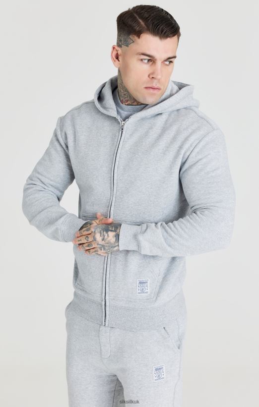 SikSilk Apparel 020XHH439 Grey Foundation Zip Through Hoodie Men