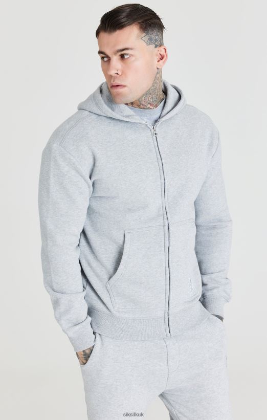 SikSilk Apparel 020XHH439 Grey Foundation Zip Through Hoodie Men