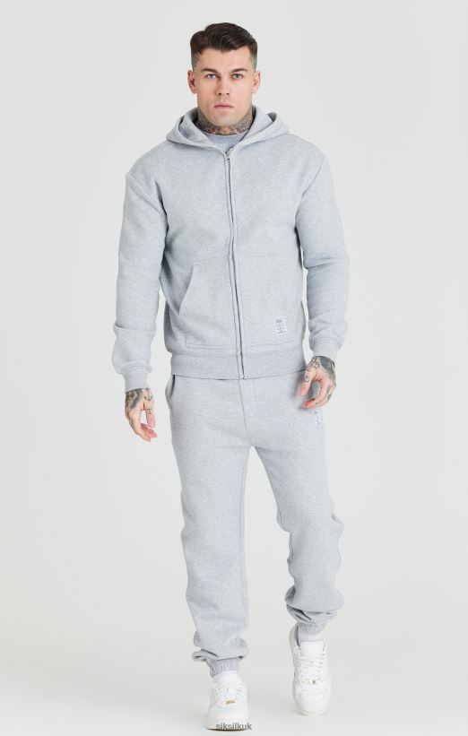 SikSilk Apparel 020XHH439 Grey Foundation Zip Through Hoodie Men
