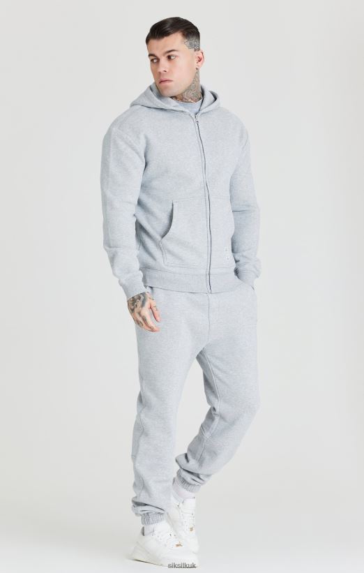 SikSilk Apparel 020XHH439 Grey Foundation Zip Through Hoodie Men