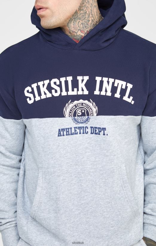 SikSilk Apparel 020XHH442 Navy Cut And Sew Oversized Hoodie Men