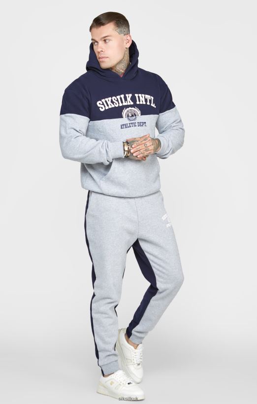SikSilk Apparel 020XHH442 Navy Cut And Sew Oversized Hoodie Men