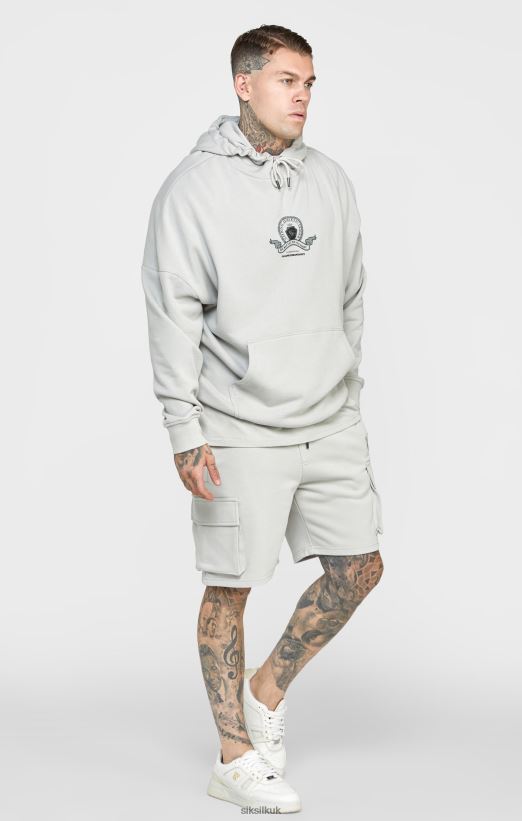 SikSilk Apparel 020XHH443 Grey Varsity Print Oversized Hoodie Men