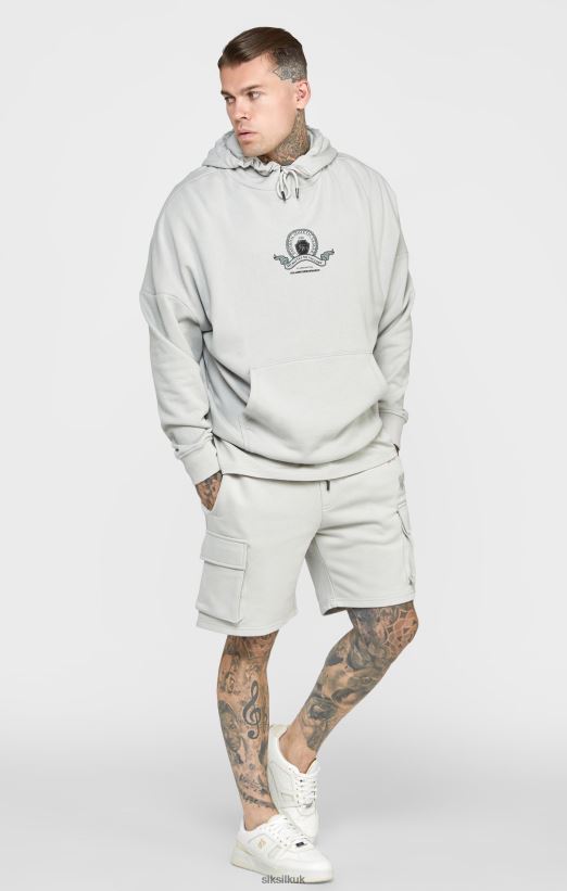 SikSilk Apparel 020XHH443 Grey Varsity Print Oversized Hoodie Men