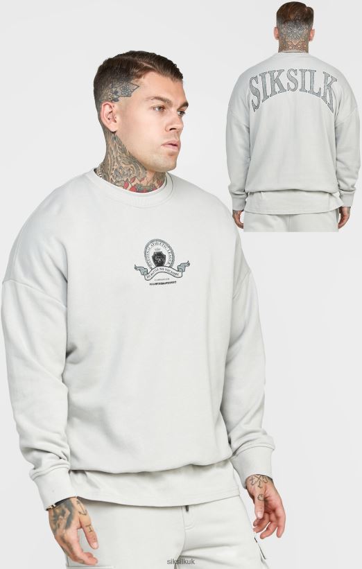 SikSilk Apparel 020XHH444 Grey Varsity Sweatshirt Men