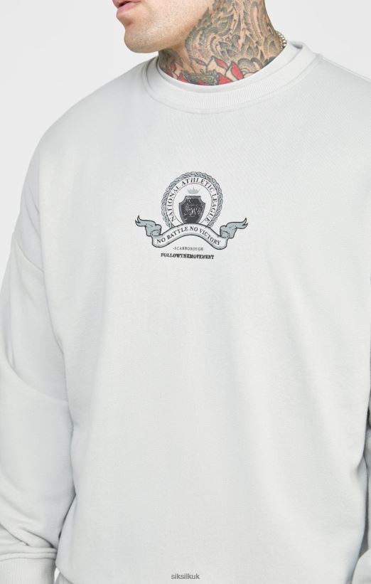 SikSilk Apparel 020XHH444 Grey Varsity Sweatshirt Men