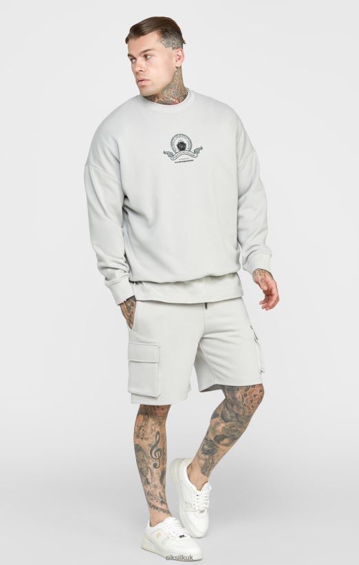 SikSilk Apparel 020XHH444 Grey Varsity Sweatshirt Men