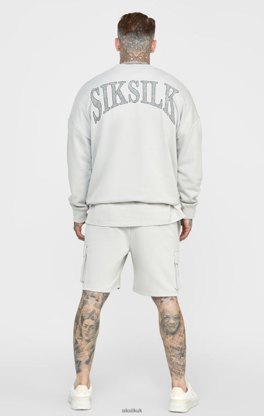 SikSilk Apparel 020XHH444 Grey Varsity Sweatshirt Men