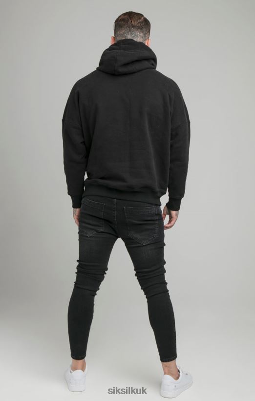 SikSilk Apparel 020XHH448 Black Drop Shoulder Relaxed Fit Hoodie Men