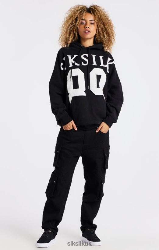 SikSilk Apparel 020XHH448 Black Drop Shoulder Relaxed Fit Hoodie Men