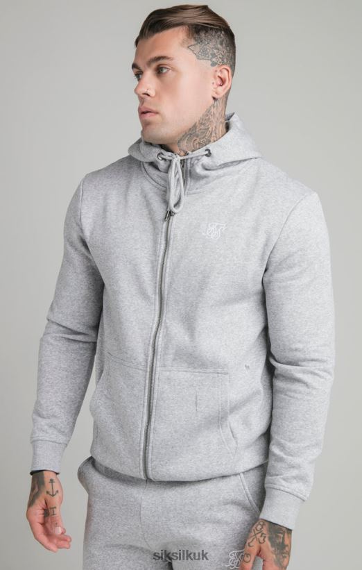SikSilk Apparel 020XHH452 Grey Essential Zip Through Funnel Neck Hoodie Men