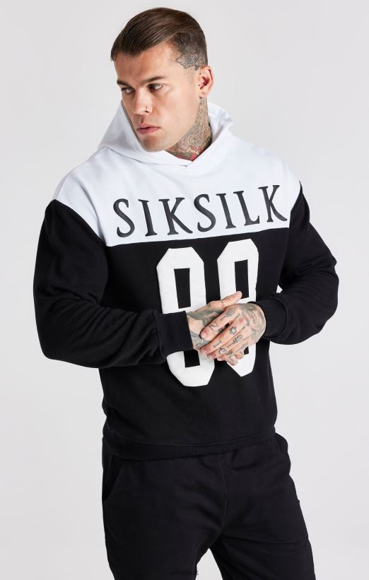 SikSilk Apparel 020XHH457 Black Retro 89 Print Oversized Hoodie Men