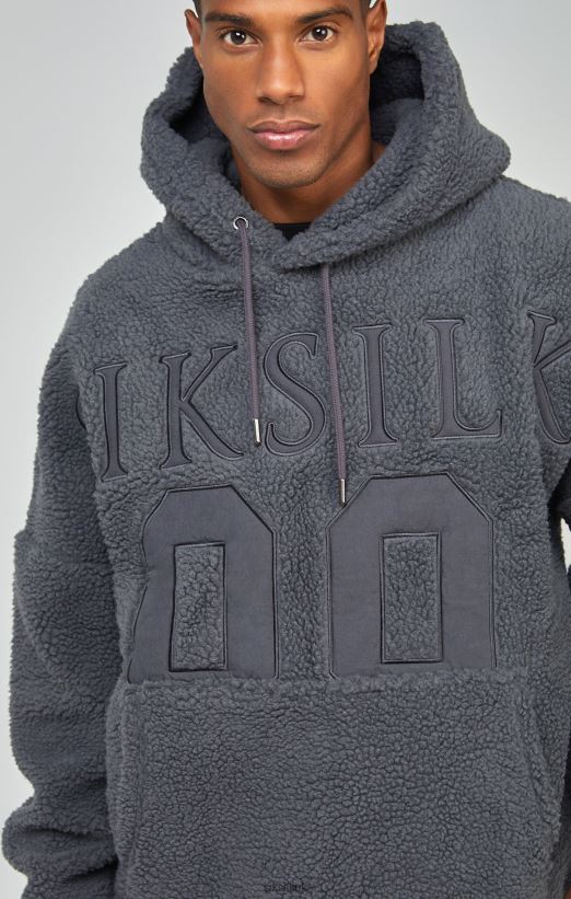 SikSilk Apparel 020XHH458 Charcoal Borg 89 Applique Overhead Hoodie Men