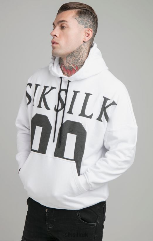 SikSilk Apparel 020XHH460 White Drop Shoulder Relaxed Fit Hoodie Men