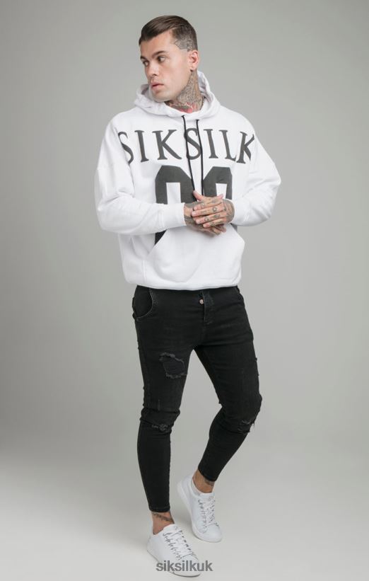SikSilk Apparel 020XHH460 White Drop Shoulder Relaxed Fit Hoodie Men