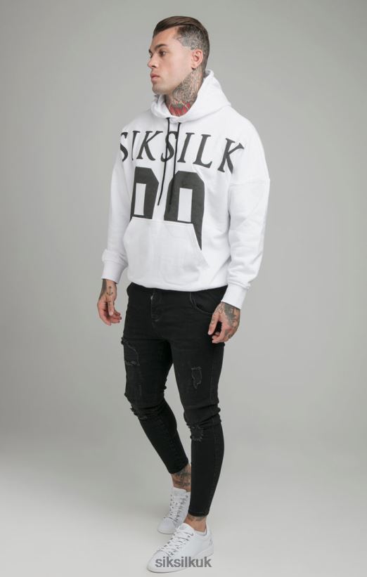SikSilk Apparel 020XHH460 White Drop Shoulder Relaxed Fit Hoodie Men