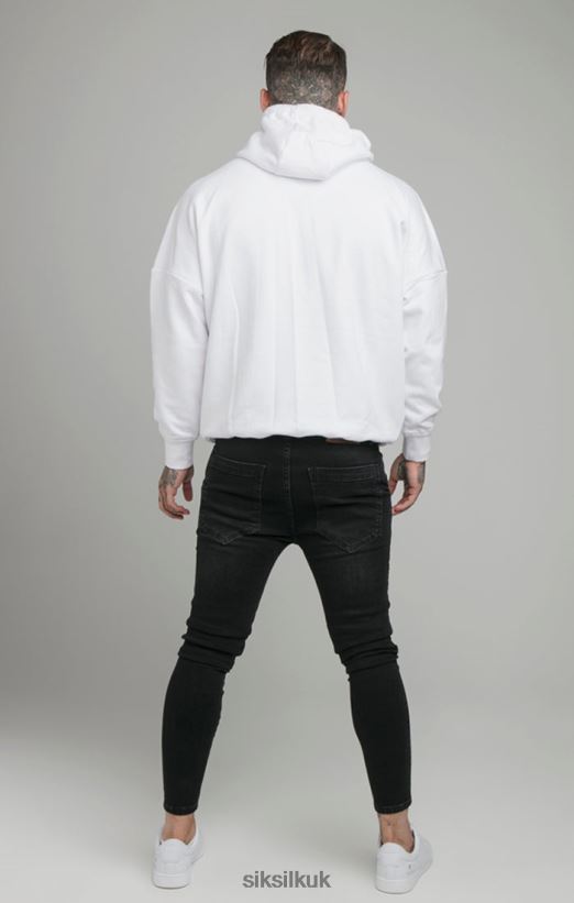 SikSilk Apparel 020XHH460 White Drop Shoulder Relaxed Fit Hoodie Men