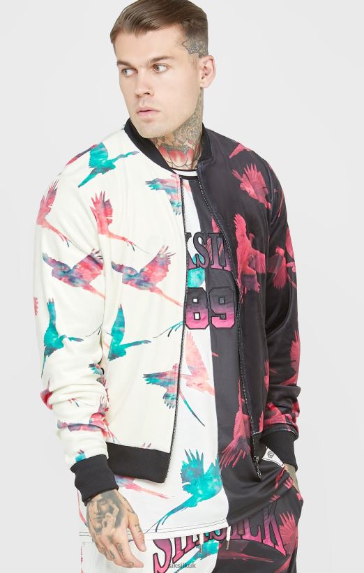 SikSilk Apparel 020XHH469 Ecru Print Bomber Jacket Men