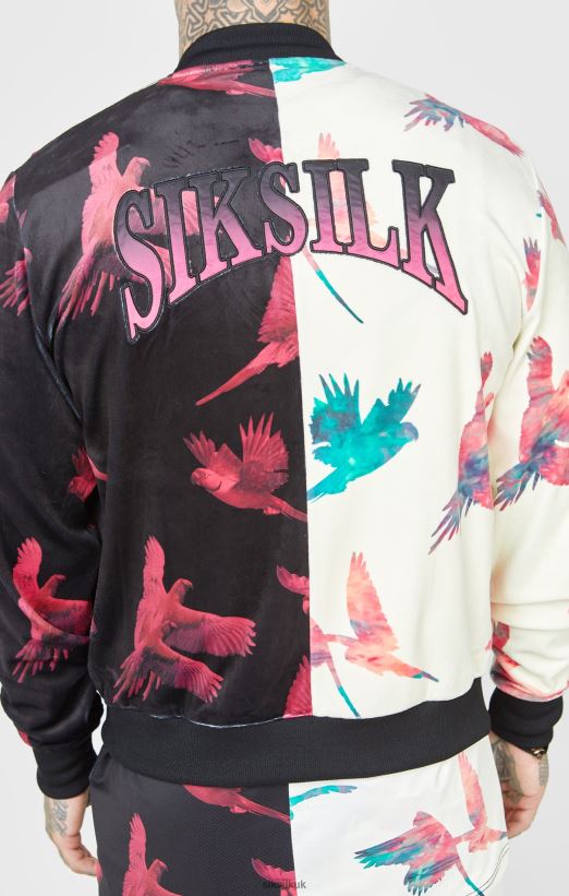 SikSilk Apparel 020XHH469 Ecru Print Bomber Jacket Men