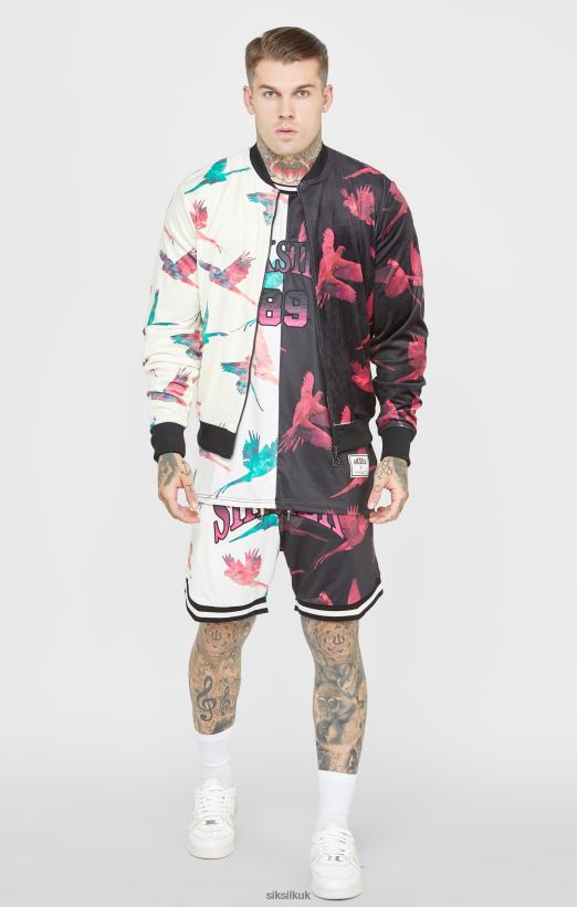 SikSilk Apparel 020XHH469 Ecru Print Bomber Jacket Men