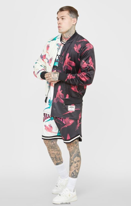 SikSilk Apparel 020XHH469 Ecru Print Bomber Jacket Men