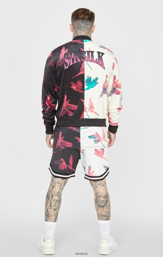 SikSilk Apparel 020XHH469 Ecru Print Bomber Jacket Men