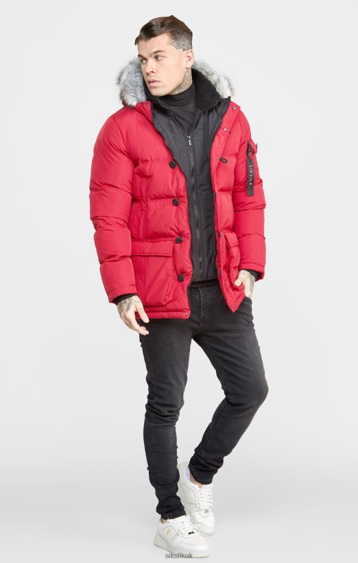 SikSilk Apparel 020XHH470 Red Arctic Parka Men