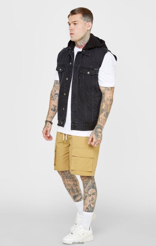 SikSilk Apparel 020XHH472 Black Hooded Gilet Men